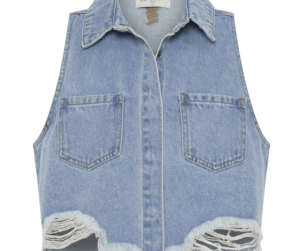 Braxton Cropped Denim Top - Bolt Blue