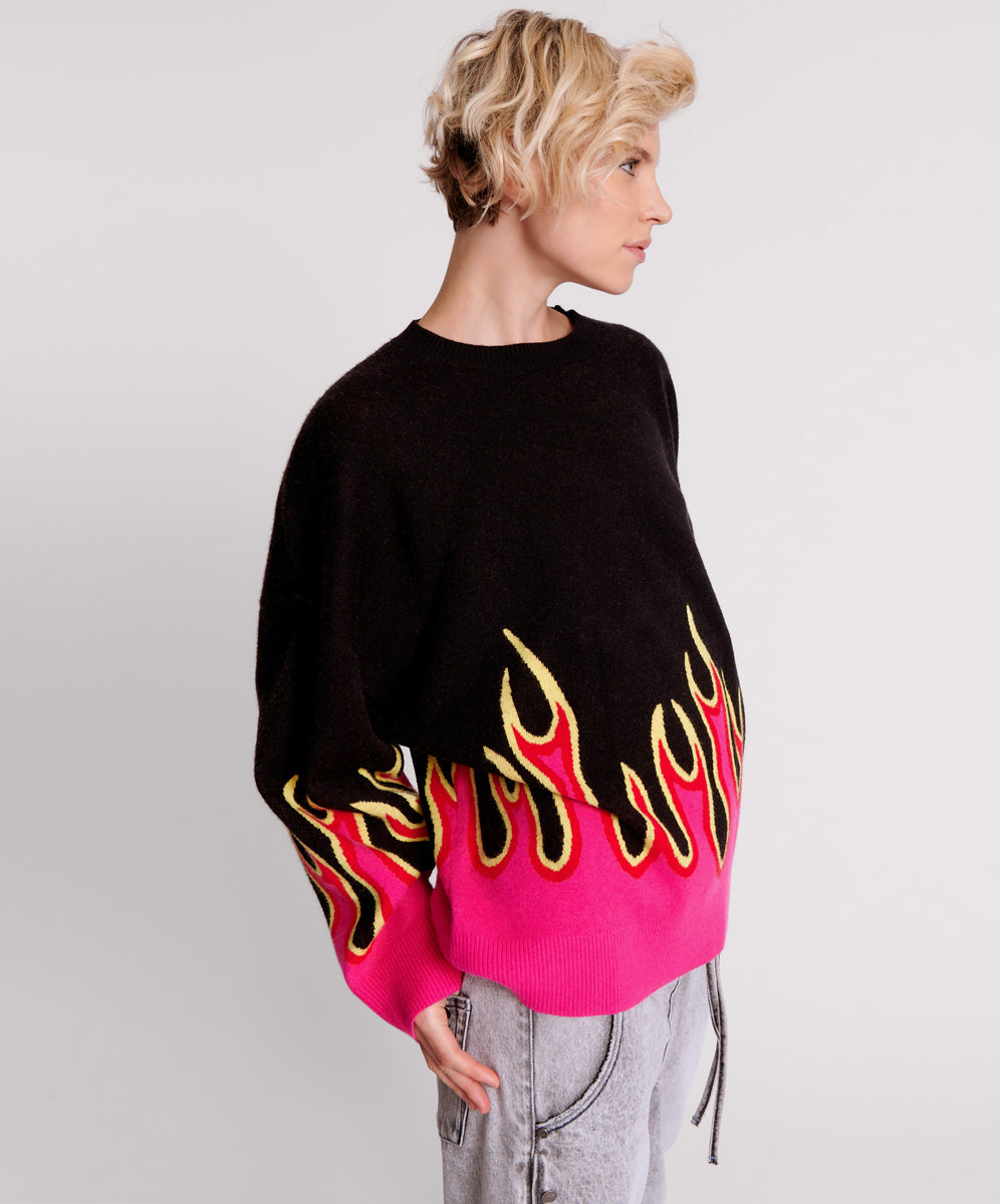 ON FIRE INTARSIA SWEATER