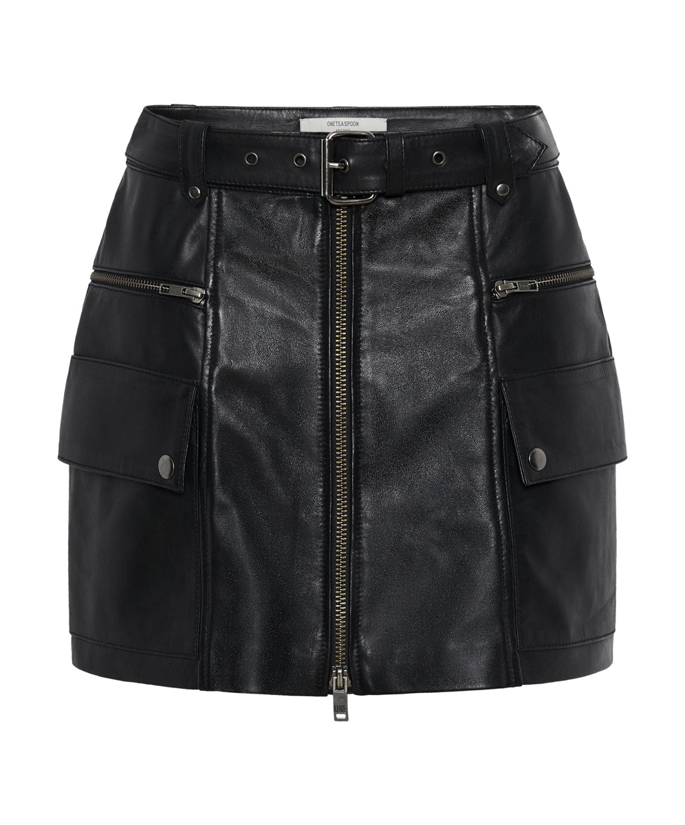 LEATHER BIKER MINI SKIRT