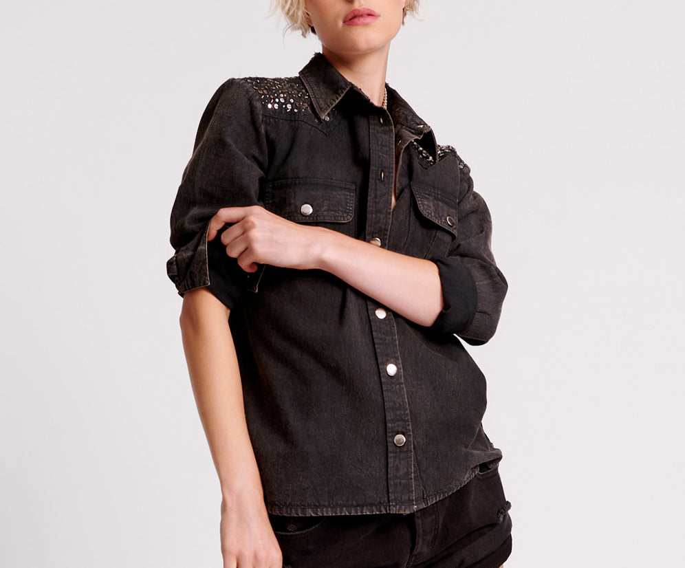 Western Denim Shirt - Black