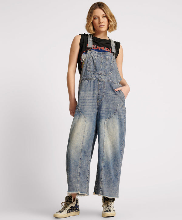 Stanton St Long Denim Overalls - Dirty Blue