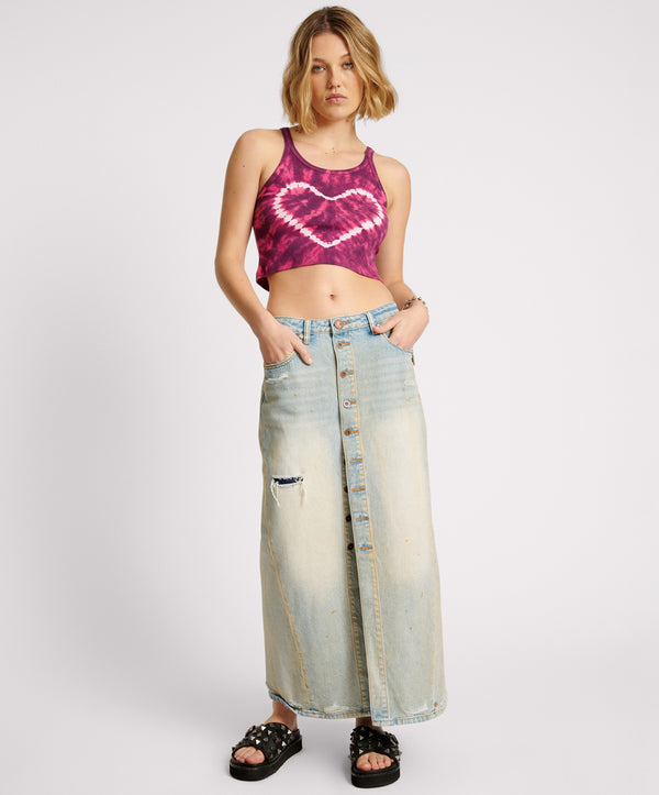 Patsy Longline Denim Skirt - Dirty Kansas