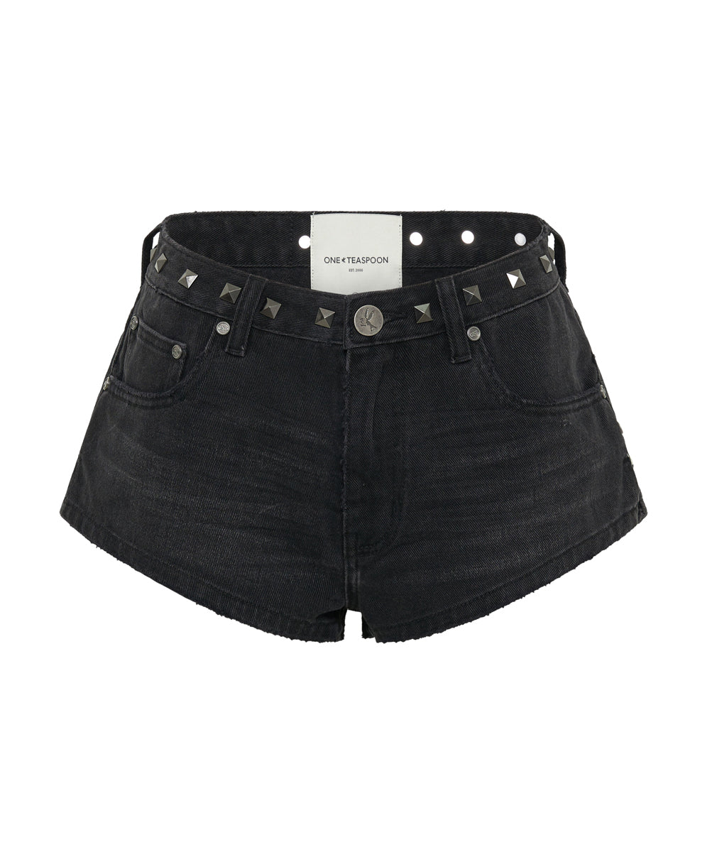 High waisted fashion denim black shorts