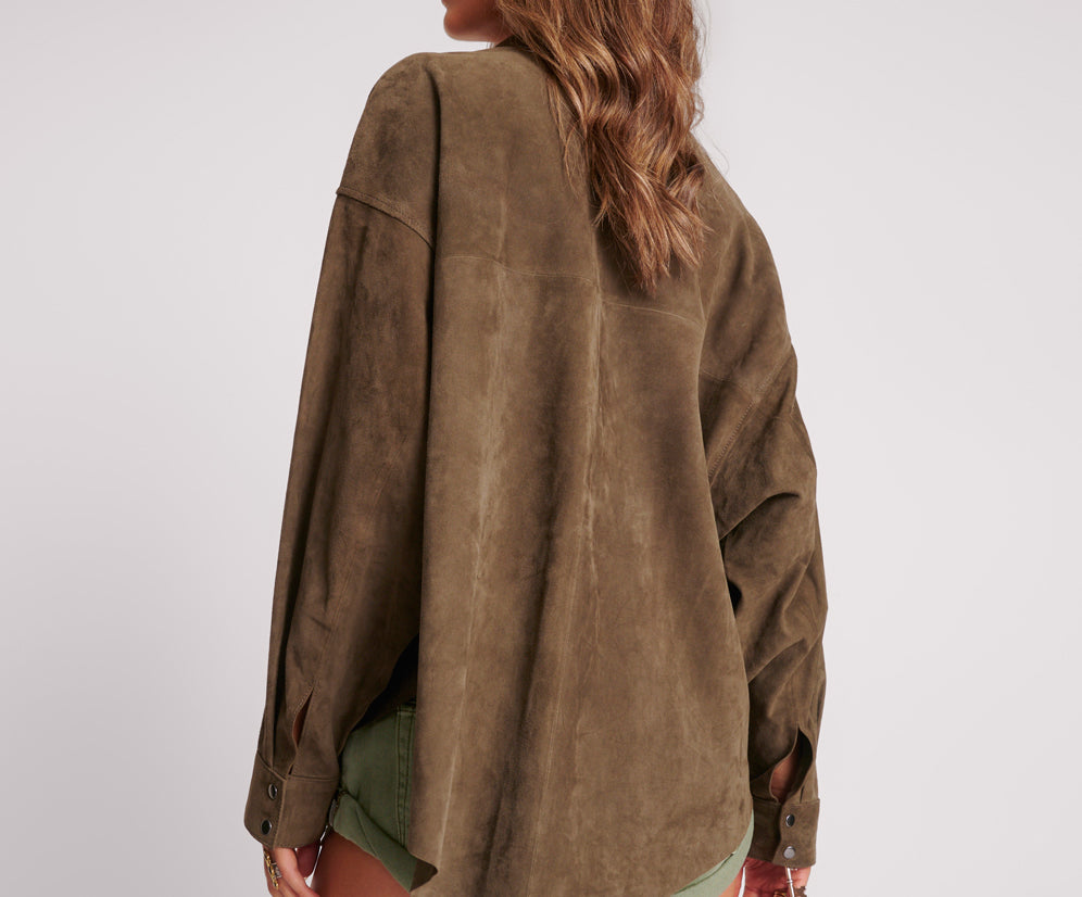 ARMY GREEN SUEDE DARIA SHIRT