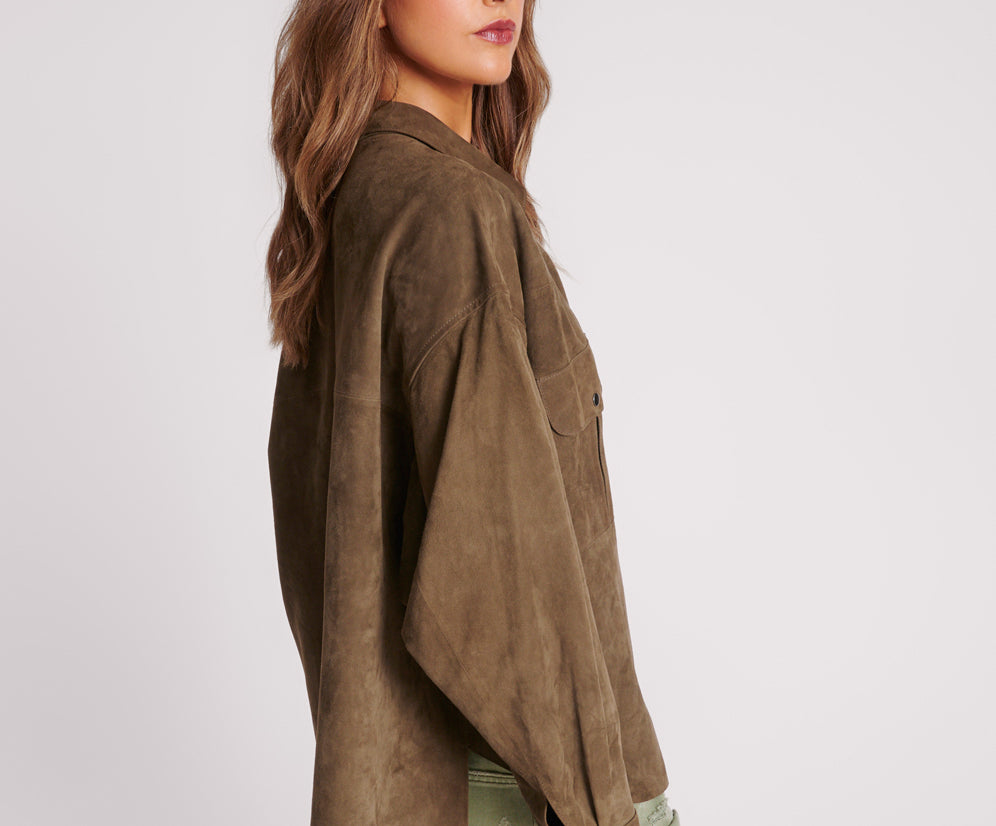 ARMY GREEN SUEDE DARIA SHIRT