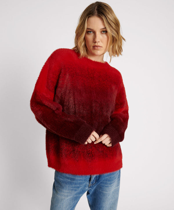 Burning Sunset Ombre Knit Sweater - Red