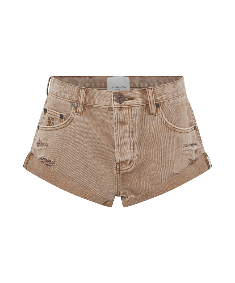 Bandits Low Waist Denim Shorts Tobacco Brown One Teaspoon USA