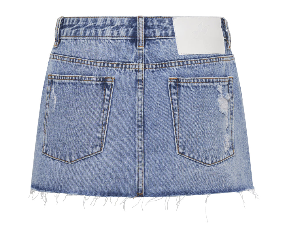 Sloane Low Waist Denim Mini Skirt - Hollywood