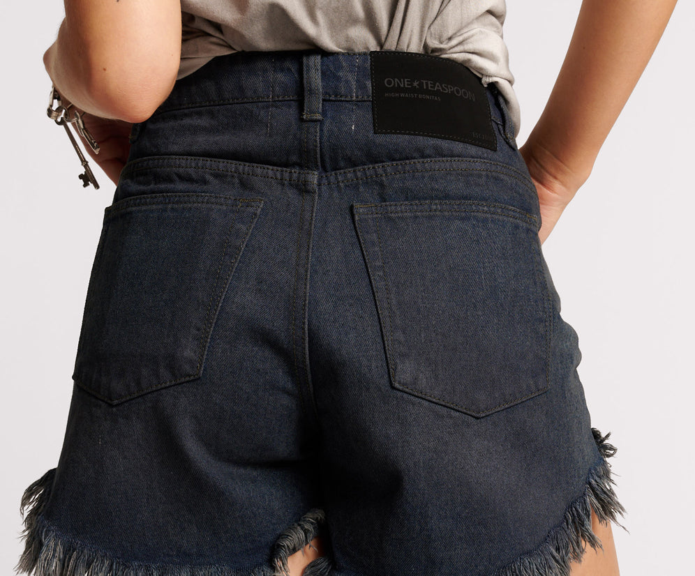 FOX BLACK BONITAS HIGH WAIST DENIM SHORTS