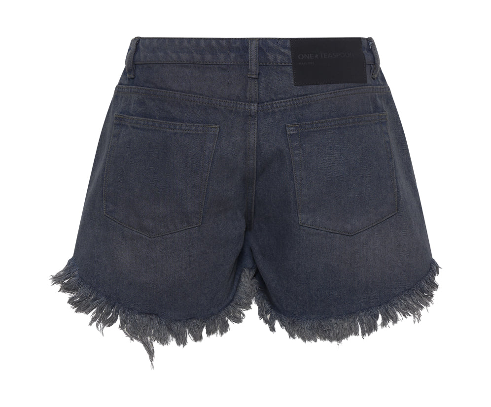 Marlons Low Waist Boyfriend Denim Shorts - Fox Black