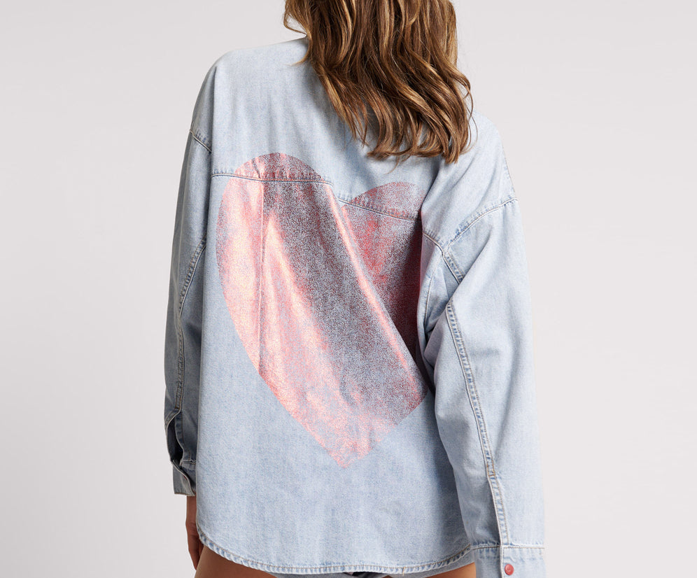 RED DEVIL HEART DARIA DENIM SHIRT