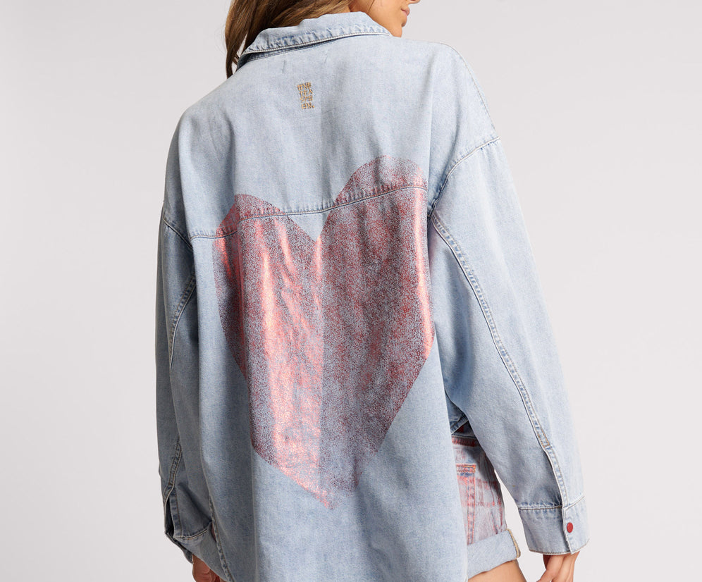 RED DEVIL HEART DARIA DENIM SHIRT