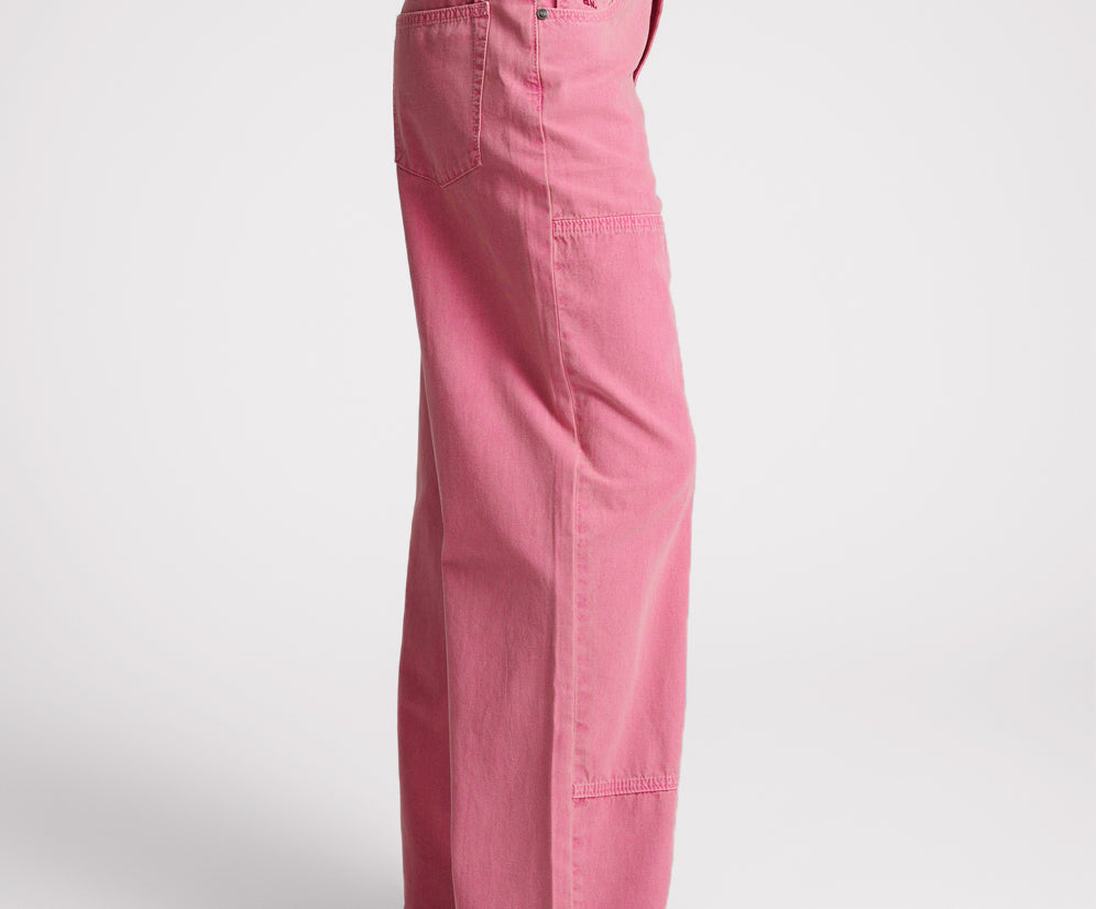 PINK FLAMBE CANVAS JACKSON MID WAIST WIDE LEG PANT