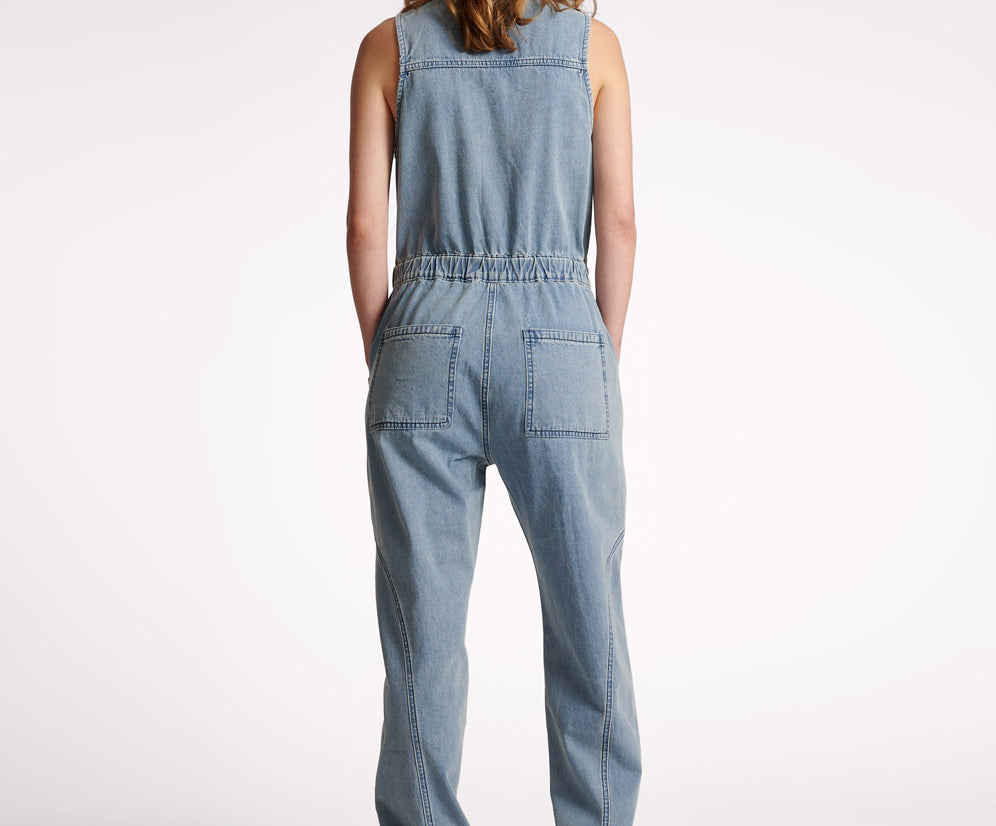 Lilly Sporty Long Denim Jumpsuit - Salty Dog