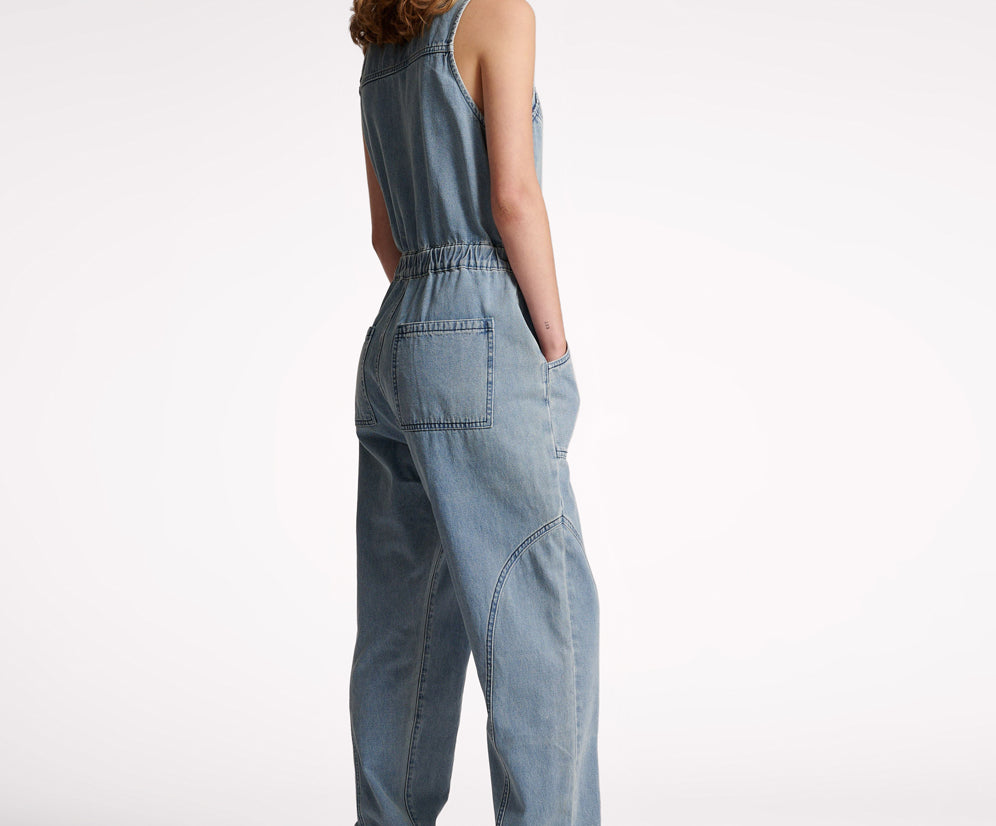 Lilly Sporty Long Denim Jumpsuit - Salty Dog