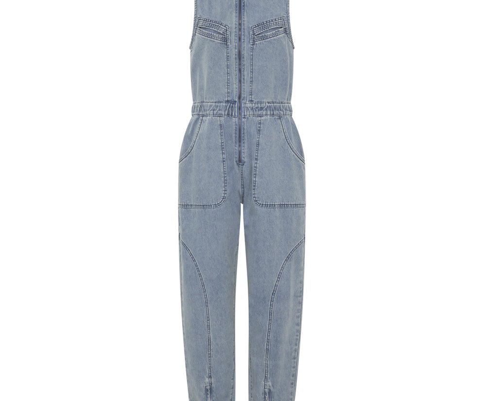 Lilly Sporty Long Denim Jumpsuit - Salty Dog