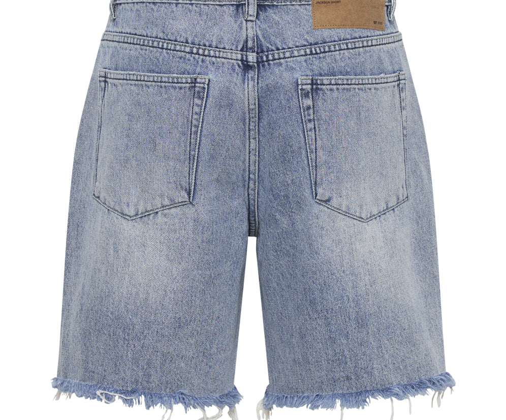 Jacksons Mid Waist Wide Leg Studded Denim Shorts - Salty Dog