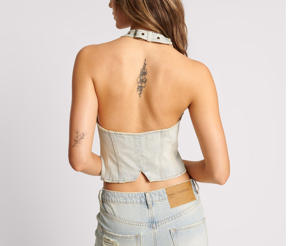 Denim Halter Top - Old West