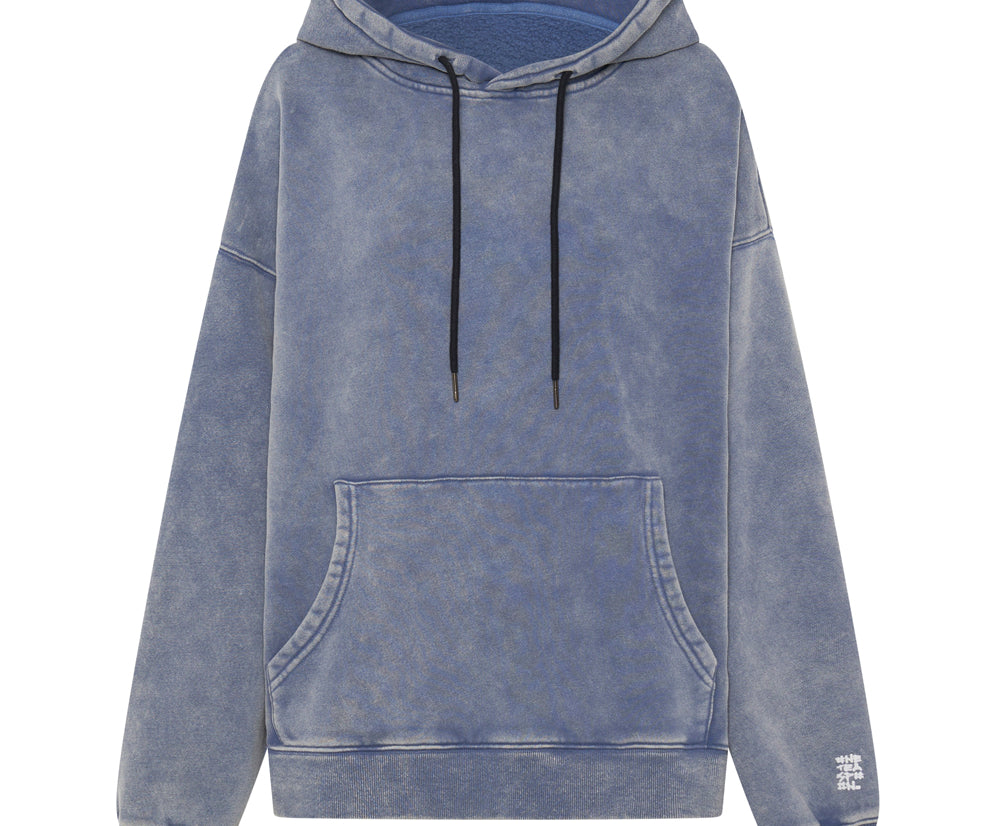 WASHED BLUE SMILEY BATWING HOODY