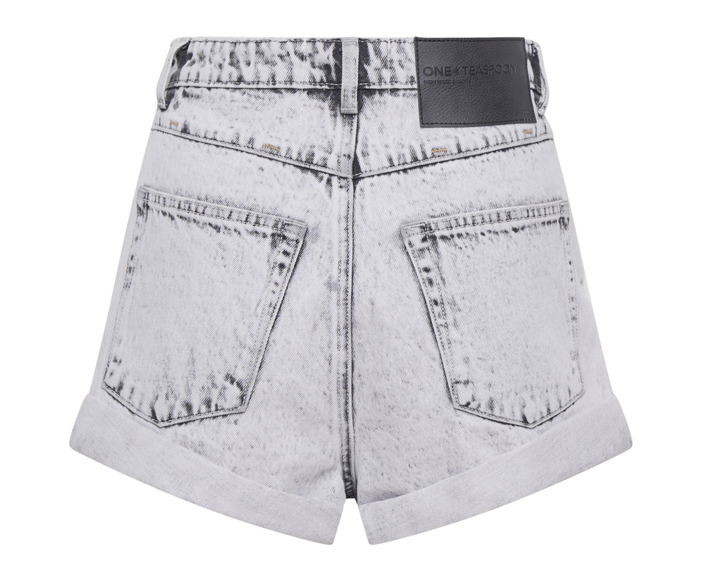 Bandits High Waist Denim Shorts - Bianco Grey