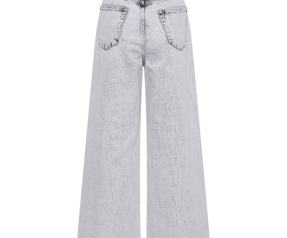 Love Machines Mid Waist Super Wide Leg Denim Jeans - Bianco