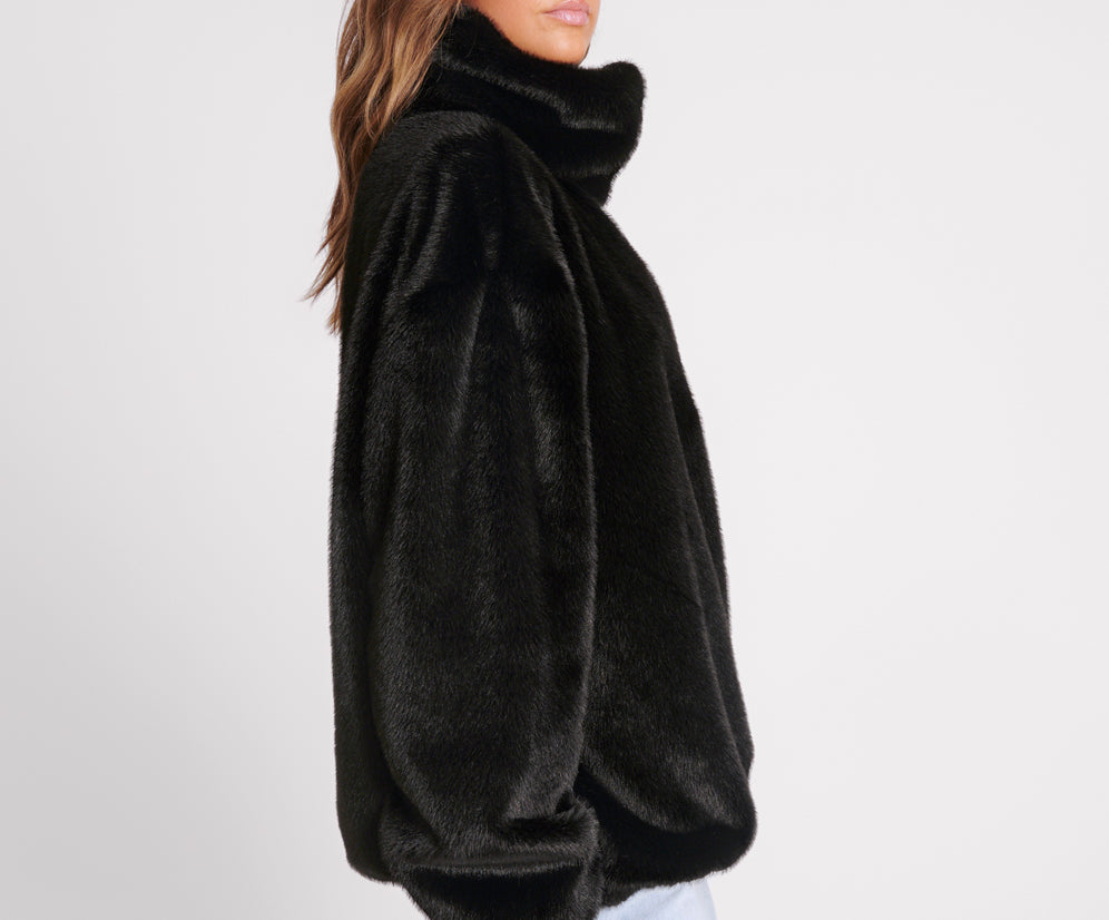 Sauvage Faux Fur Pullover Jacket - Black