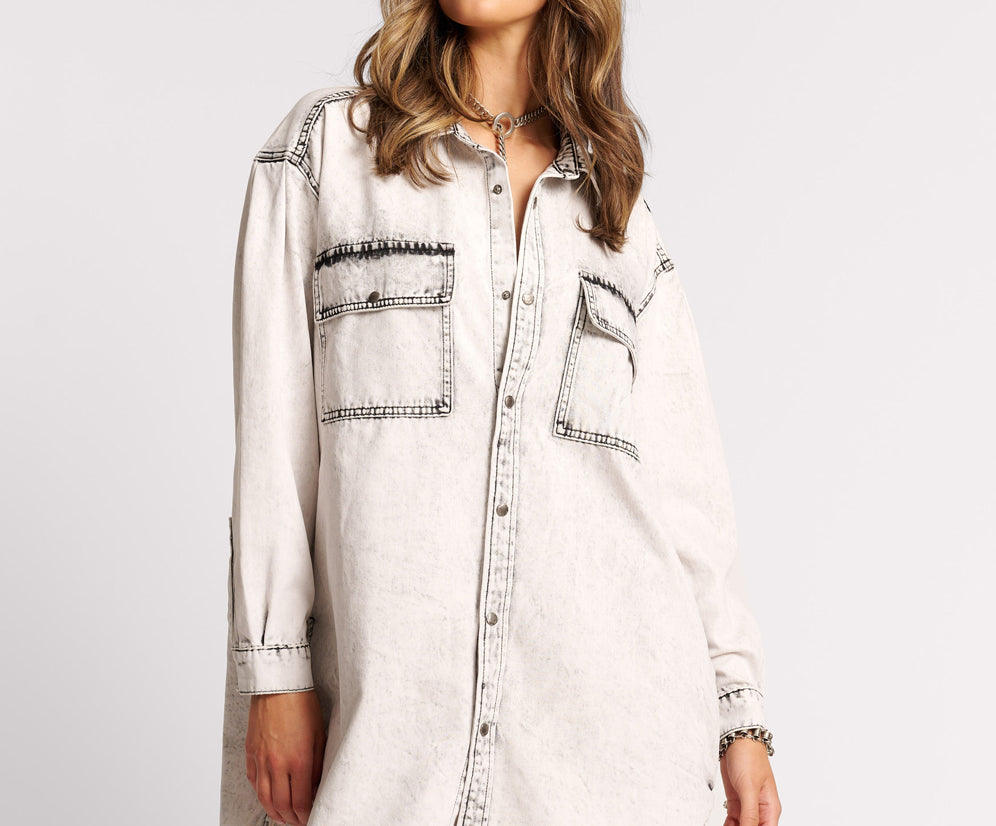 BIANCO NIXIE DENIM SHIRT DRESS