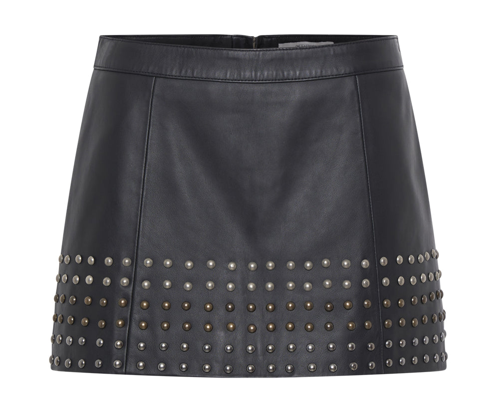 HAND STUDDED LEATHER SKIRT