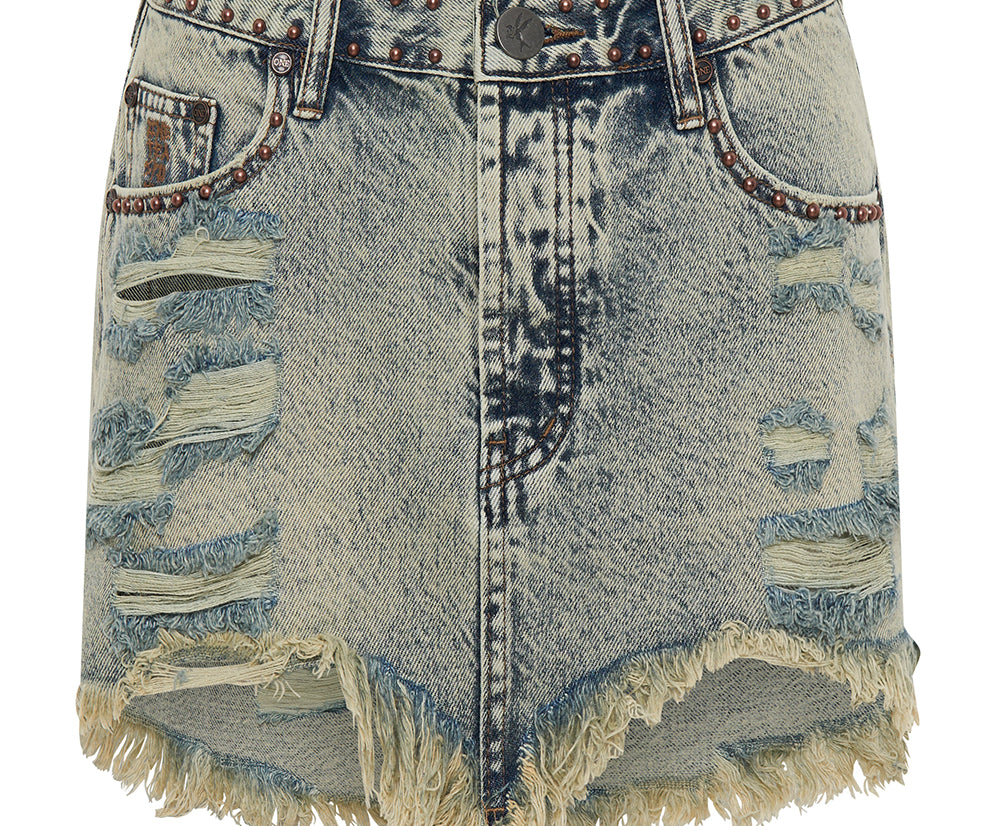 Junkyard Mini Denim Skirt - Blue Dust