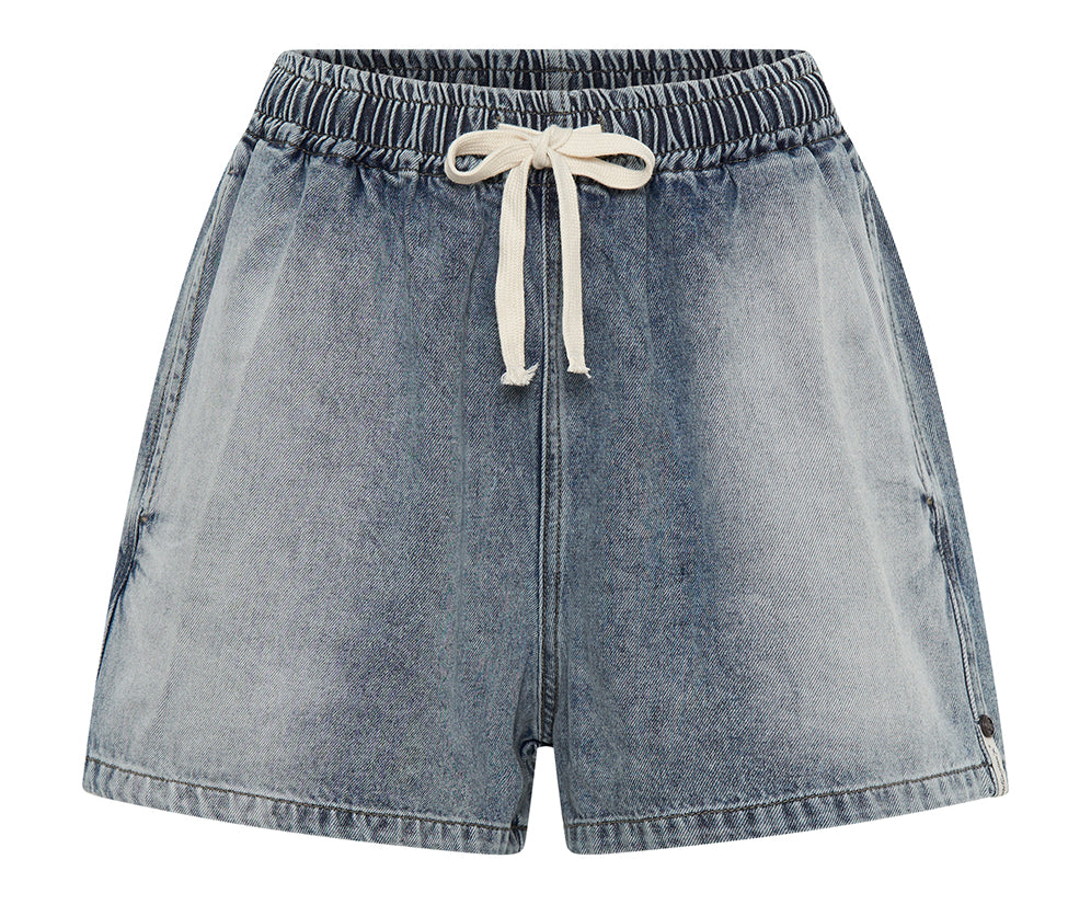 Boxer Low Waist Denim Shorts - Blue Blossom