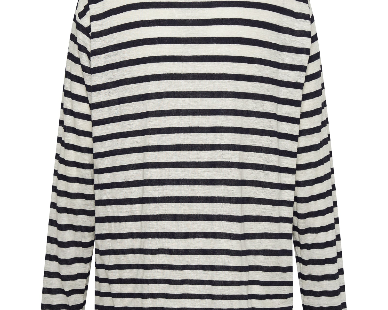 Linen Yarn Dye Stripe Longsleeve Boyfriend Tee - Blue White