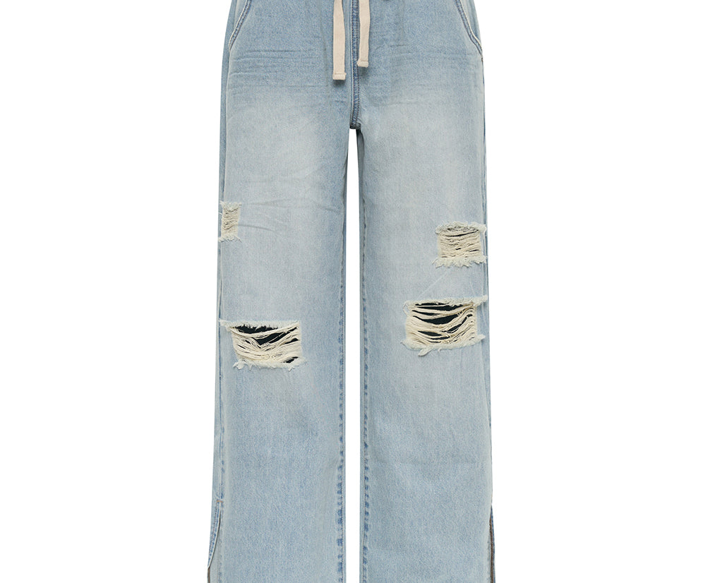 Roadhouse Wide Leg Drawstring Denim Jeans - Sportster Blue