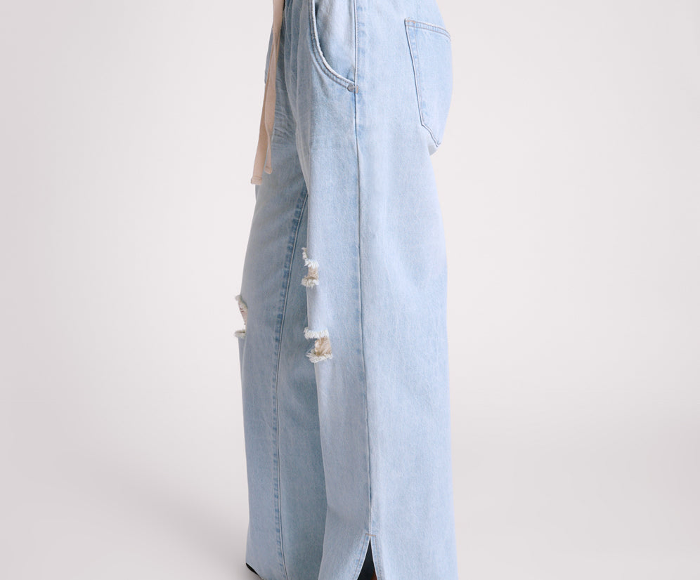 Roadhouse Wide Leg Drawstring Denim Jeans - Sportster Blue