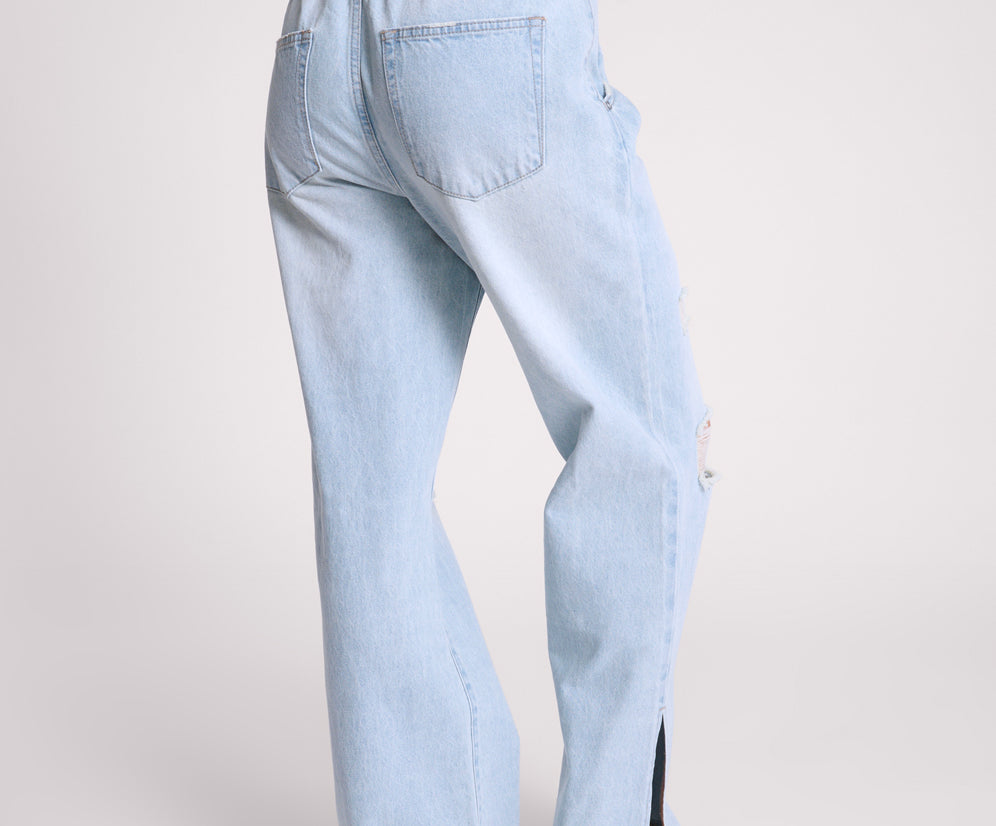 Roadhouse Wide Leg Drawstring Denim Jeans - Sportster Blue