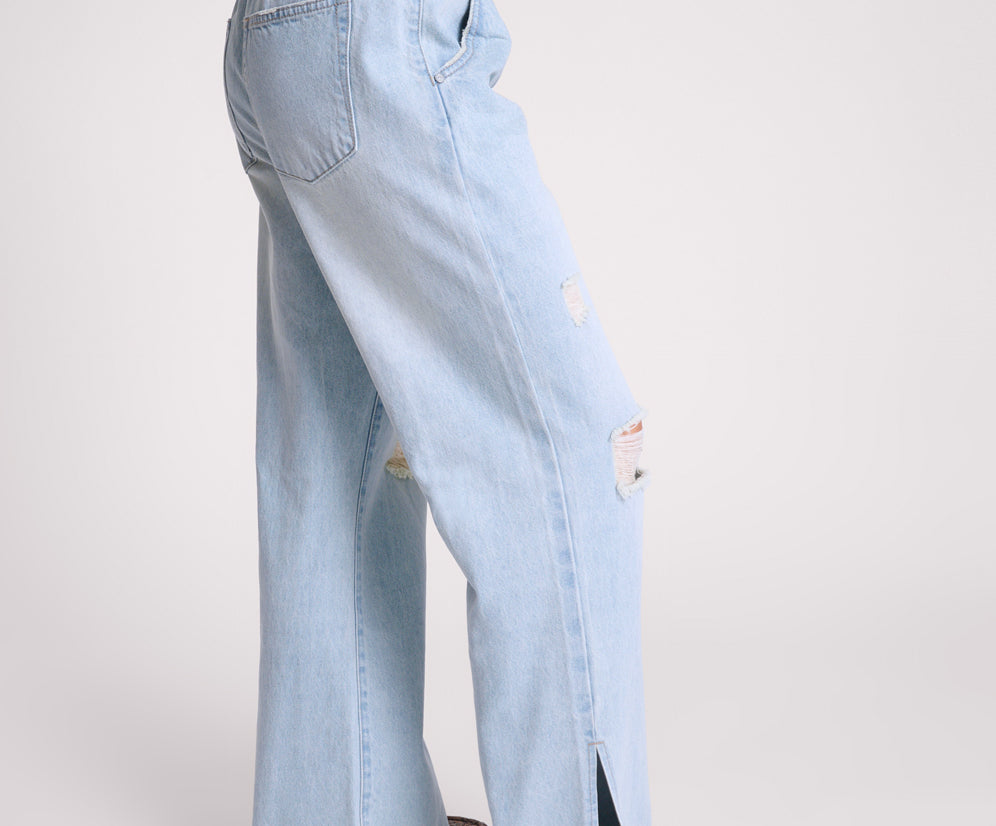 Roadhouse Wide Leg Drawstring Denim Jeans - Sportster Blue