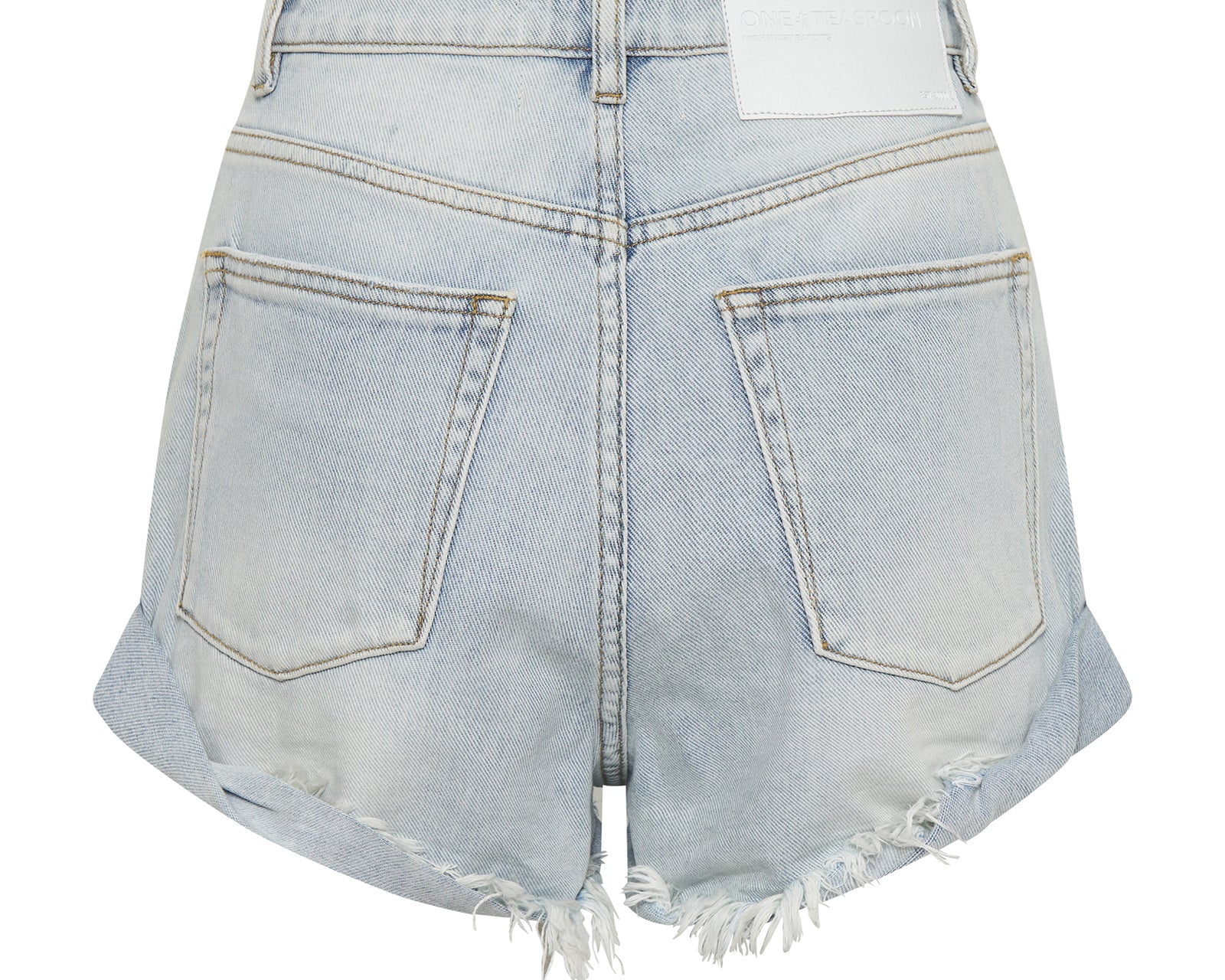 HUSTLER STUDDED BANDIT HIGH WAIST DENIM SHORTS