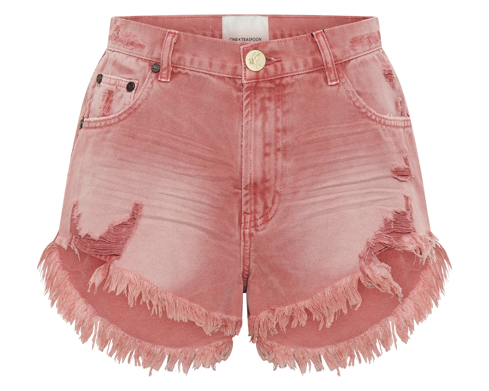 Outlaws Low Waist Mid Length Denim Shorts - Vintage Red