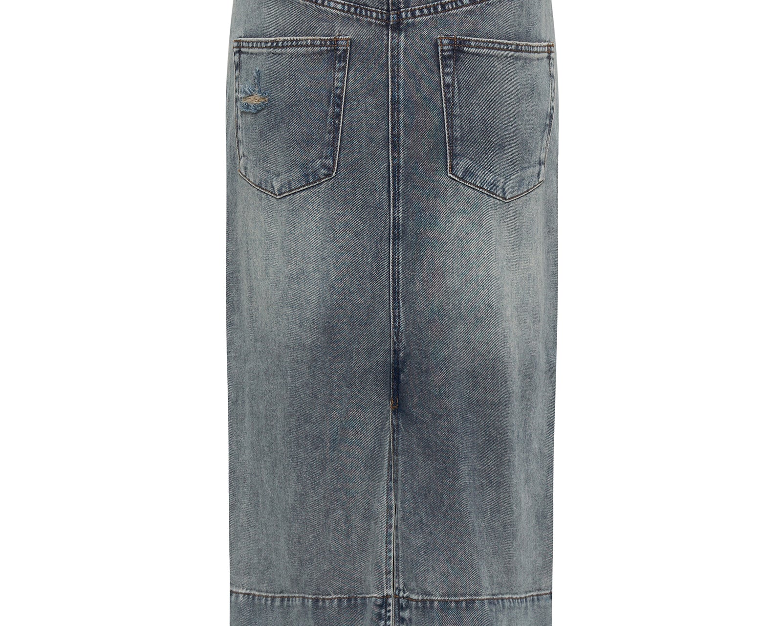 Cassidy Mid Waist Long Denim Column Denim Skirt - Dirty Blue