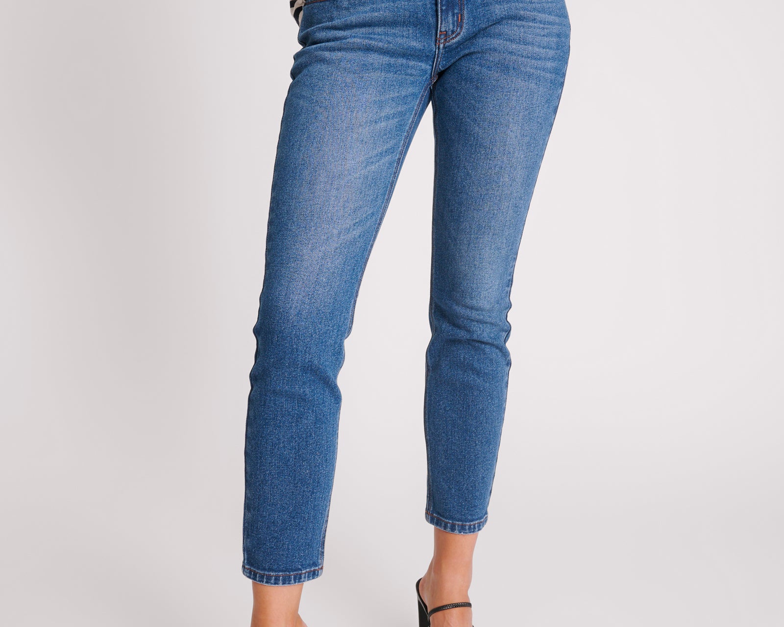 Stixx Low Waist Slim Straight Leg Denim Jeans - Washed Blue