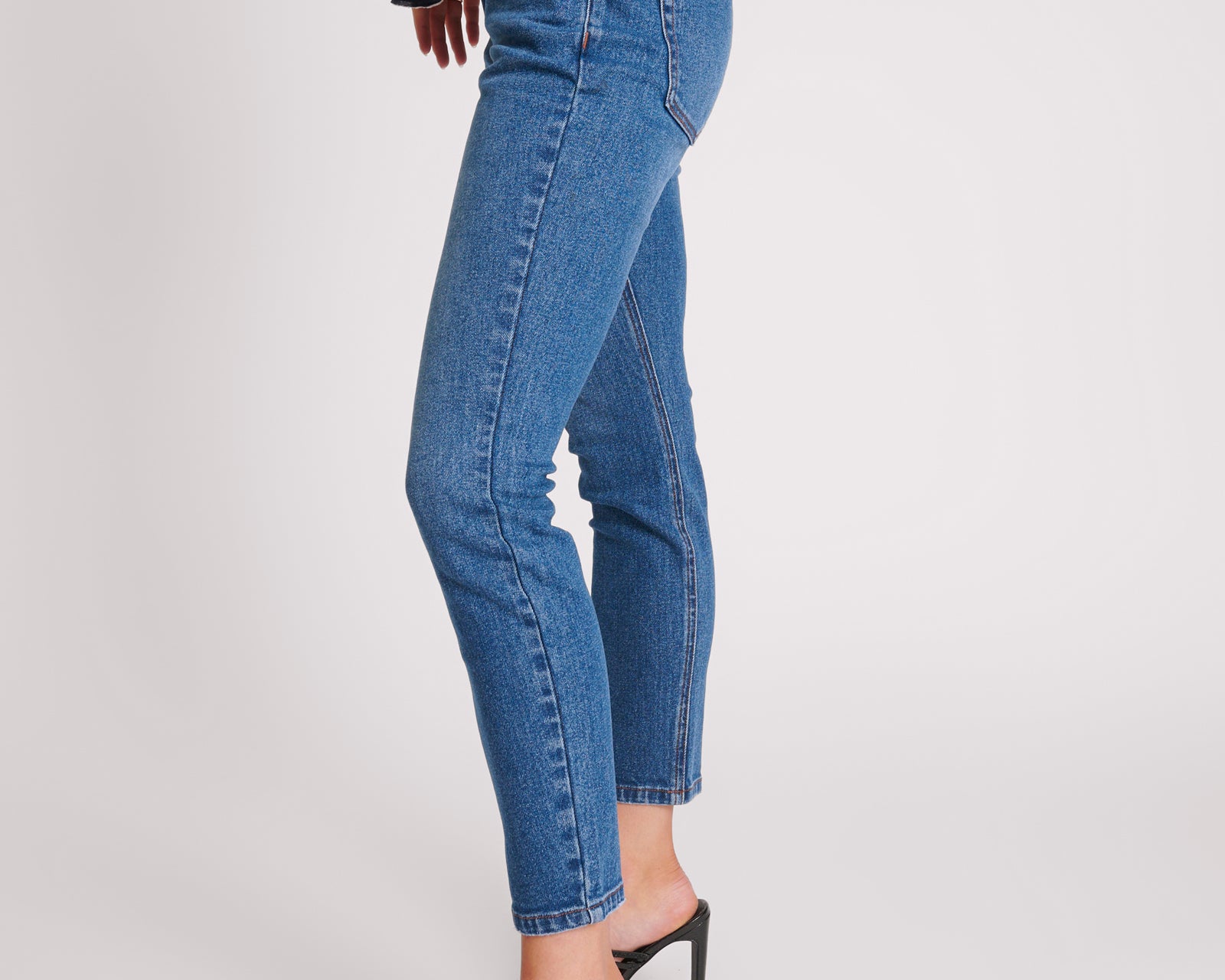 Stixx Low Waist Slim Straight Leg Denim Jeans - Washed Blue