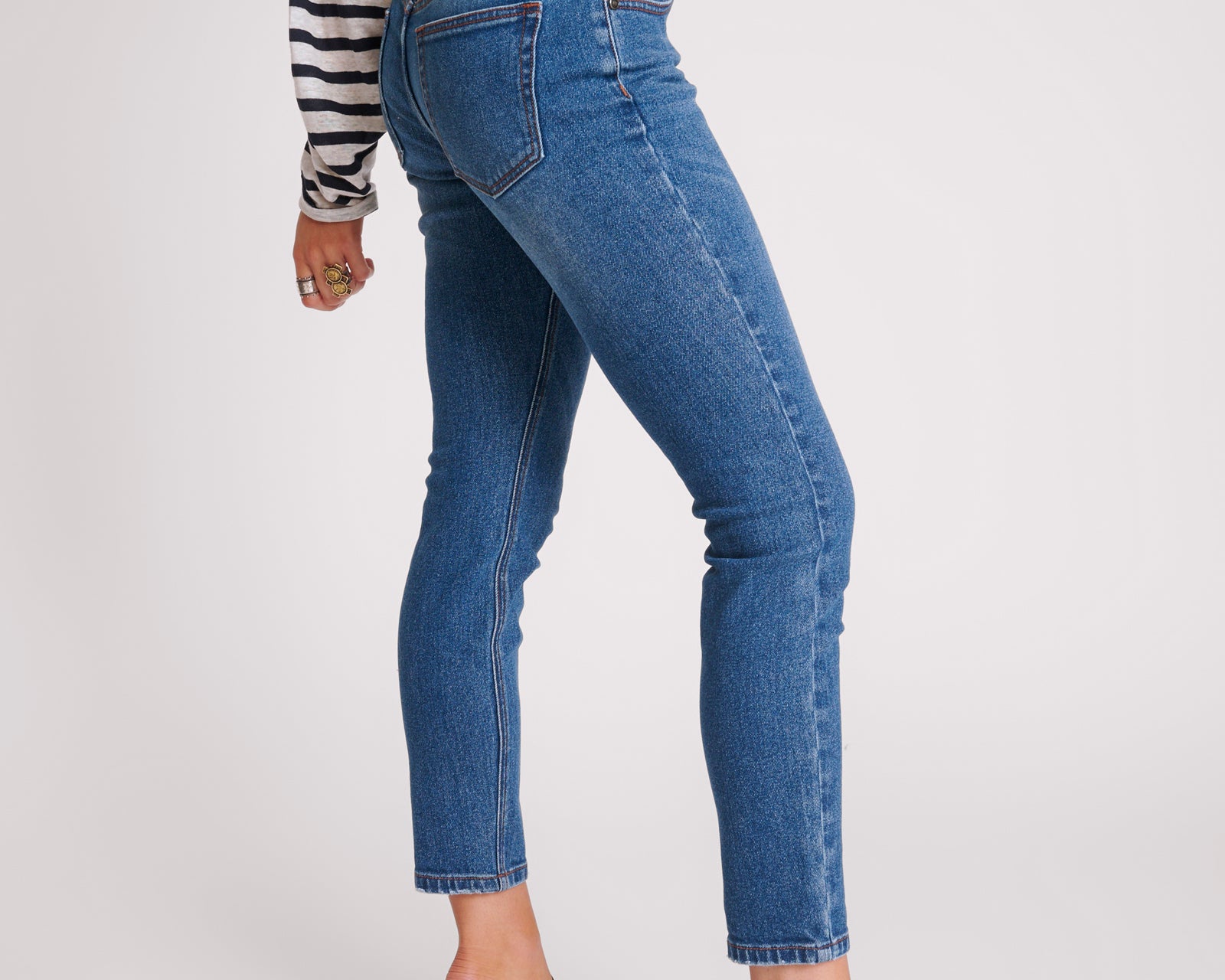 Stixx Low Waist Slim Straight Leg Denim Jeans - Washed Blue