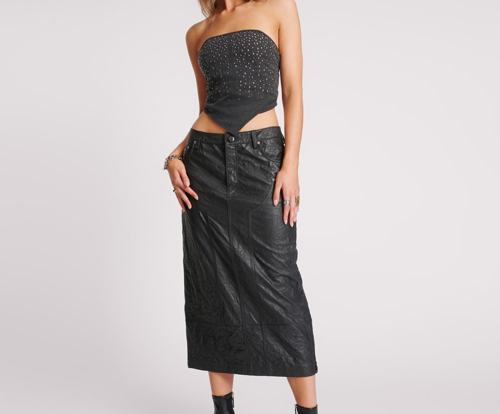 Cassidy Leather Maxi Skirt - Black