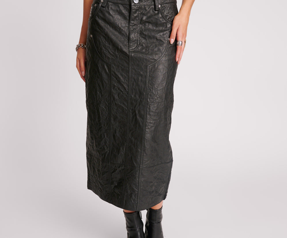 Cassidy Leather Maxi Skirt - Black