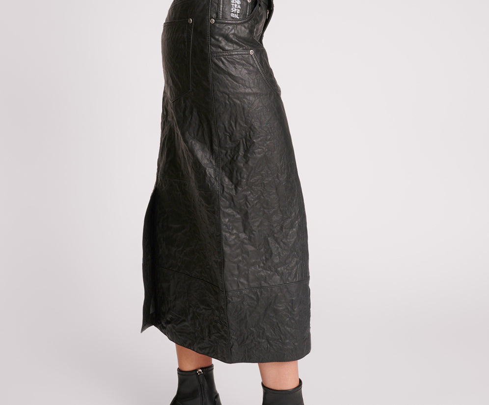 Cassidy Leather Maxi Skirt - Black