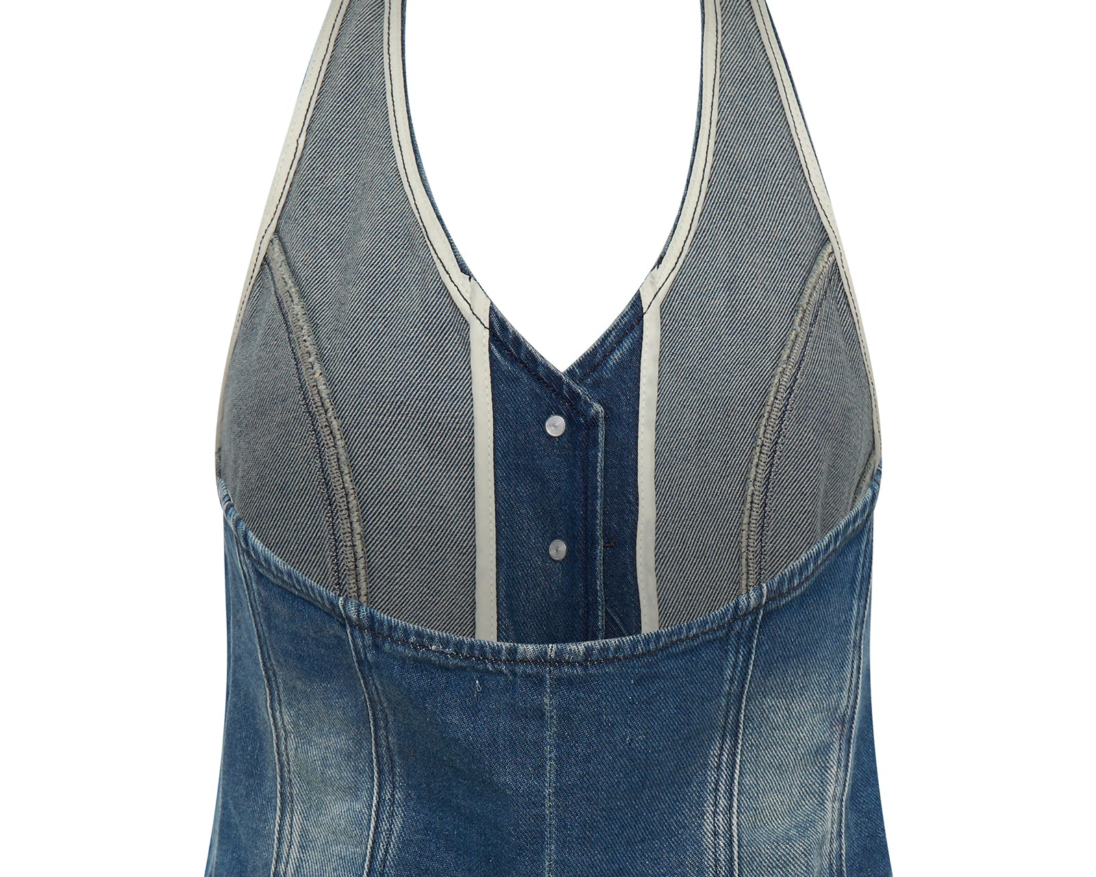 Denim Halter Top - Gritty Blue