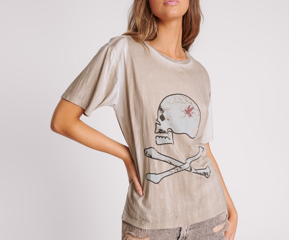 Skull And Bones Boyfriend Tee - Stone