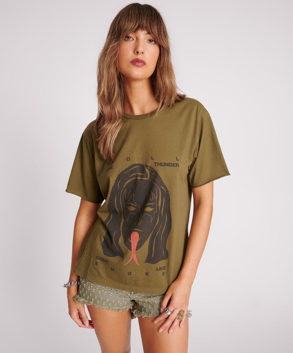 Roll Like Thunder Boyfriend Tee - Khaki