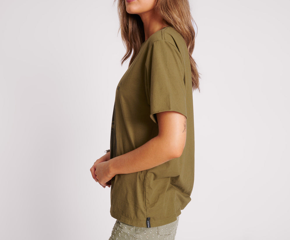 Roll Like Thunder Boyfriend Tee - Khaki