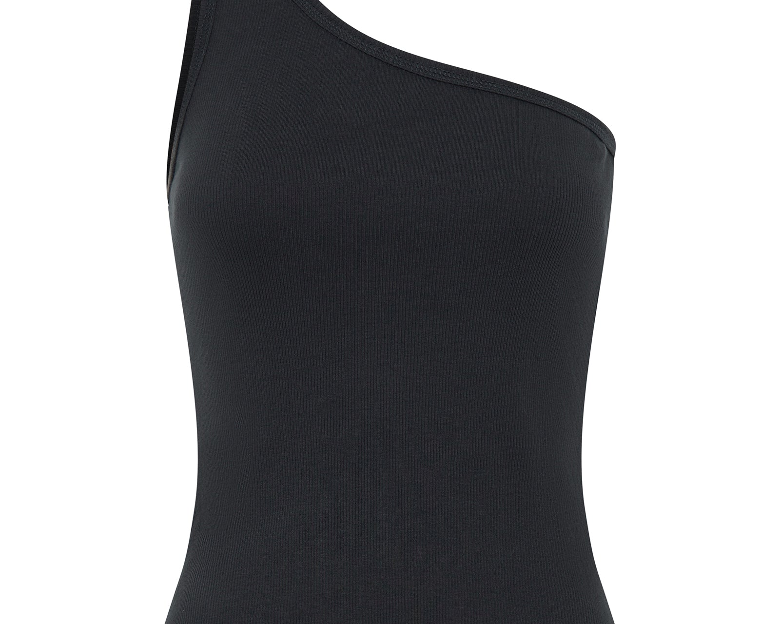 Asymmetrical Rib Tank Top - Washed Black