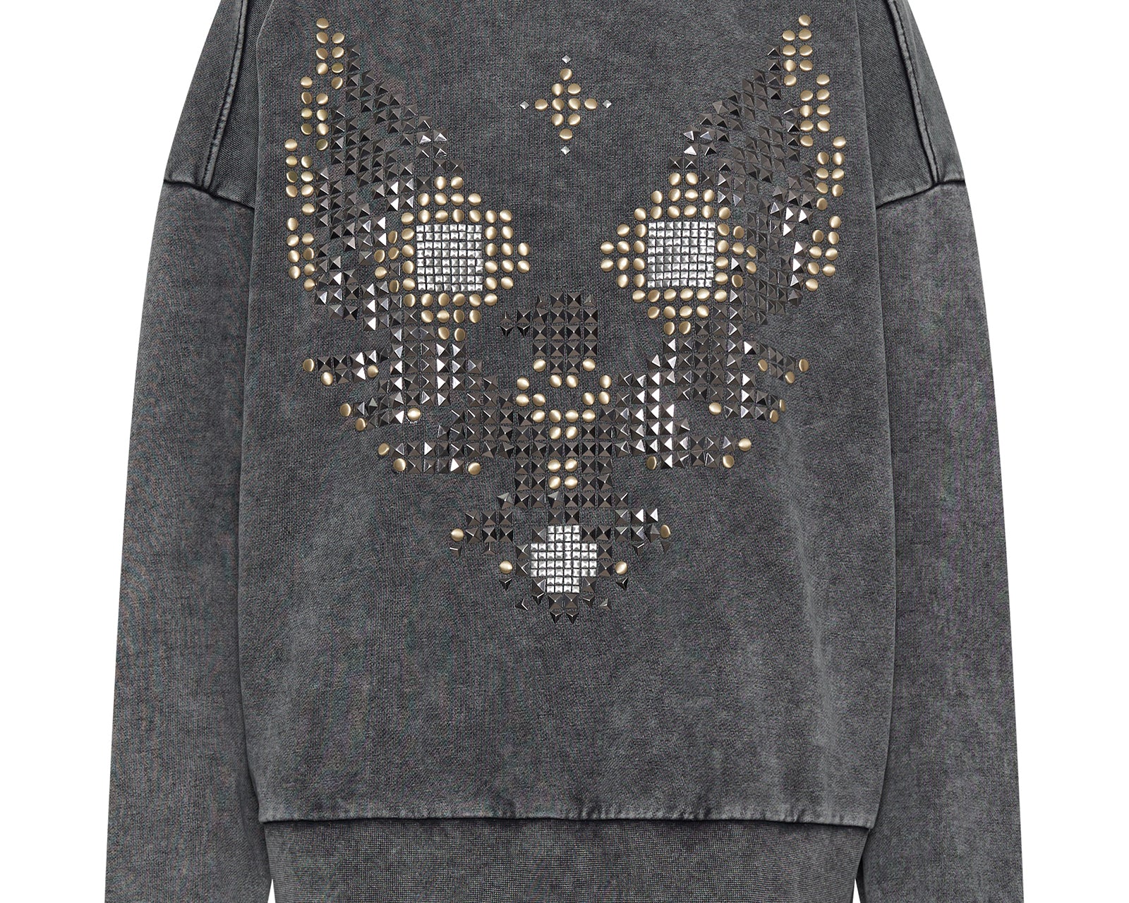 Studded Eagle Retro Sweater - Charcoal